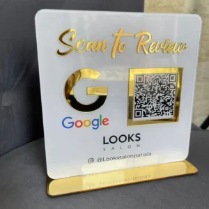 Customize White Gold QR stand